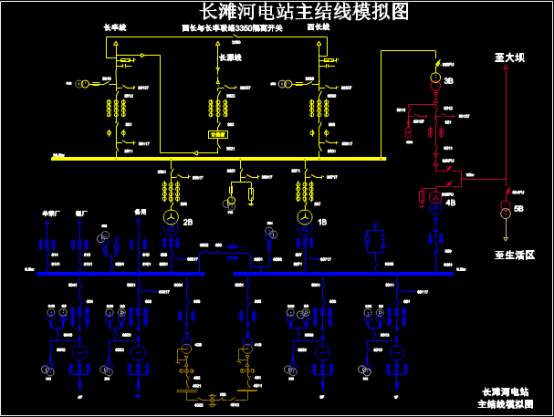 CAD建筑电气设计图纸之电站主结线模拟图