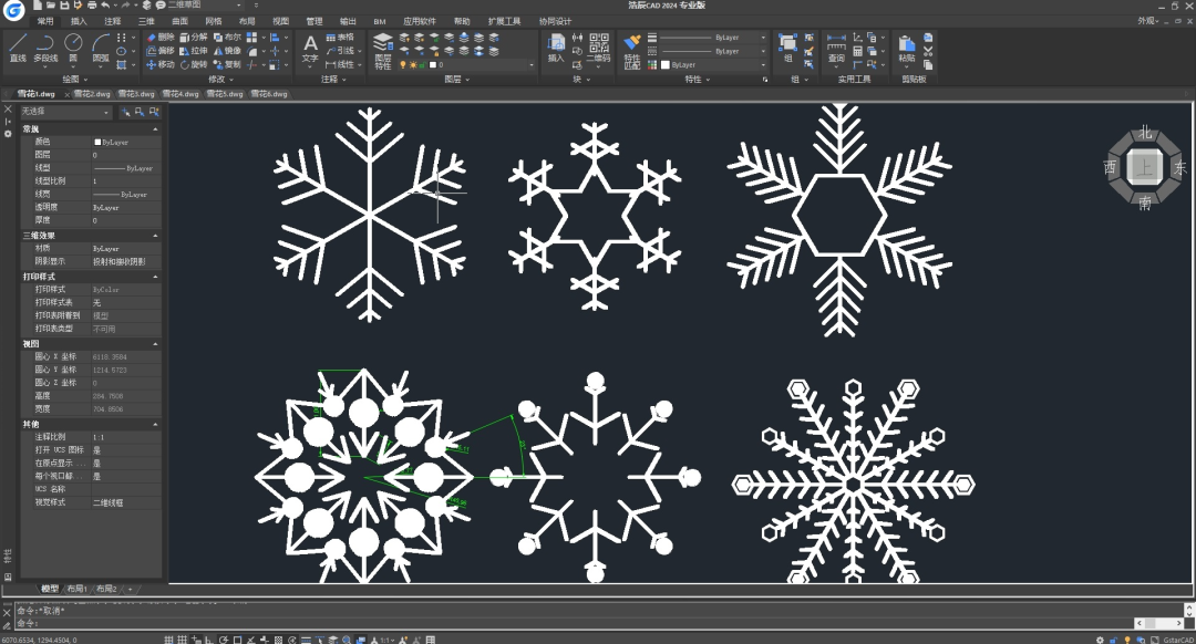 CAD绘图：雪花图案