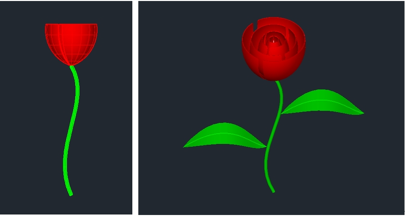 CAD画3D玫瑰花
