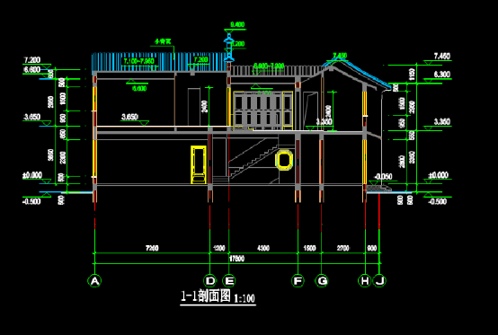 二层建筑剖面CAD图纸