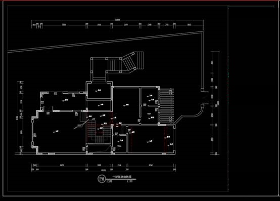 别墅一层平面布置CAD图纸