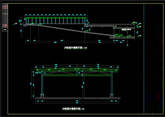 车道雨棚建筑工装施工CAD图纸