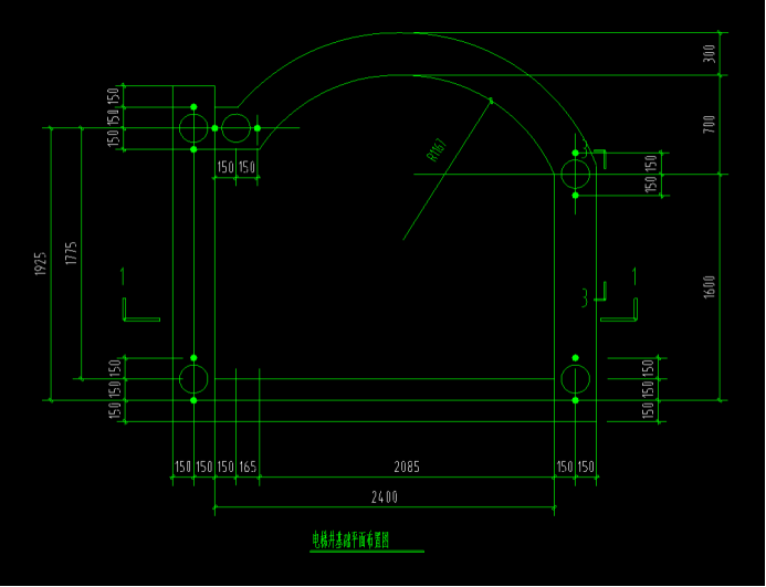 电梯井基础平面布置CAD图纸