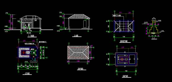 停车场守卫亭屋面布置设计平面CAD图纸