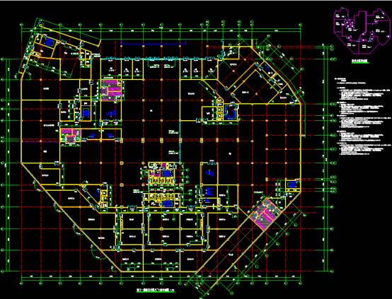 地下一层防火区平面设计CAD图纸
