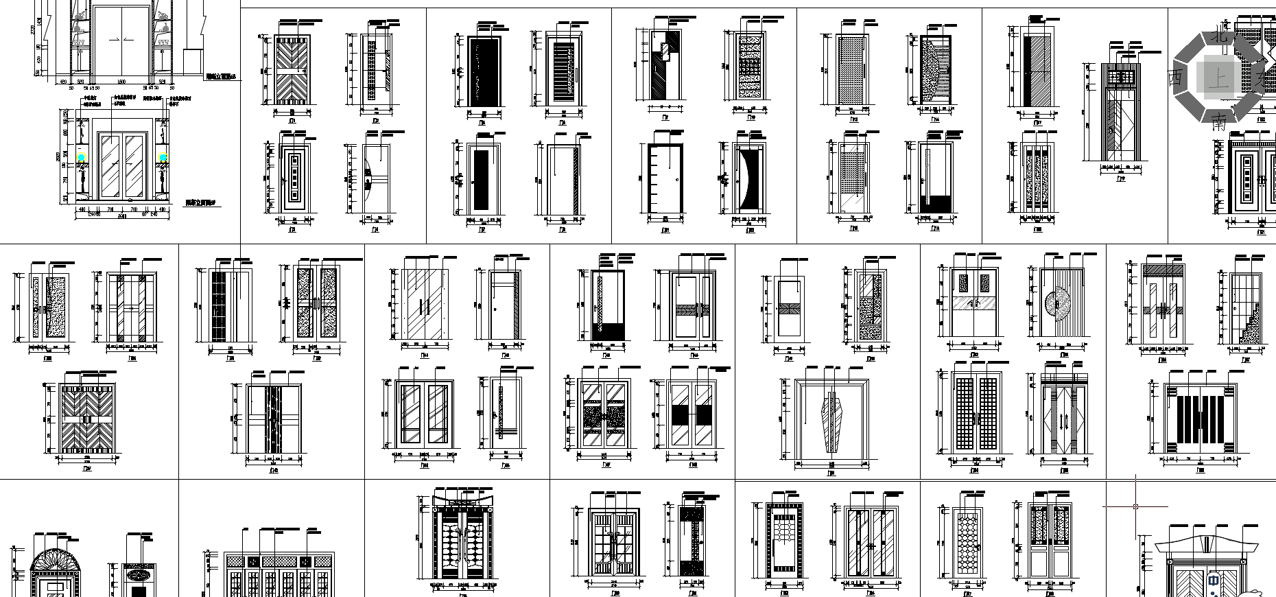 CAD装修施工图库示例1：建筑材质总图