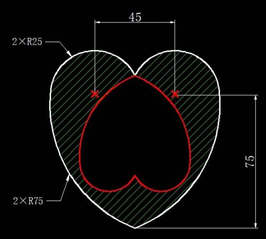CAD中如何计算绘制的心形图面积
