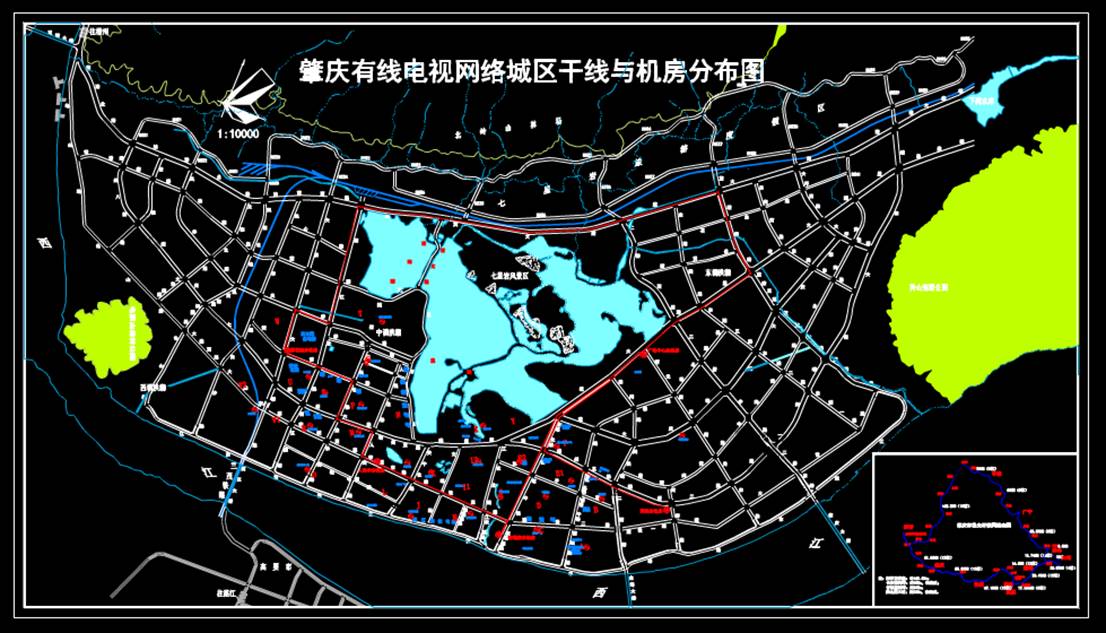 城市规划建设规划CAD图之机房及环网干线分布图