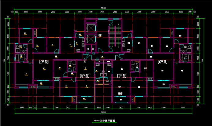 房屋建筑-二区户型集合CAD平面图