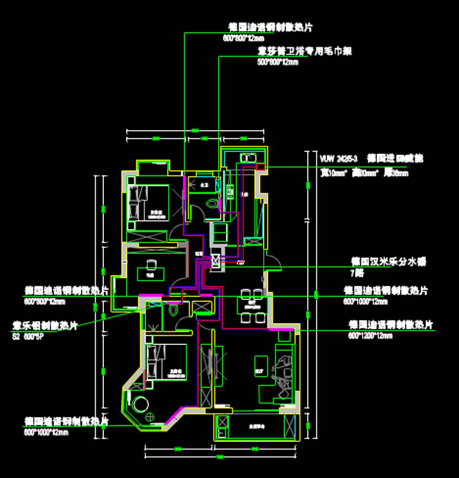 花园别墅的CAD中央空调布置图
