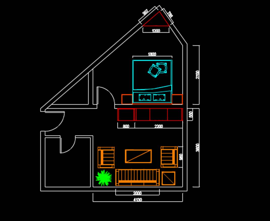 某住宅不规则户型CAD室内设计资料