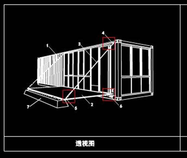 某集装箱改造活动房箱体的开启装置的CAD设计图