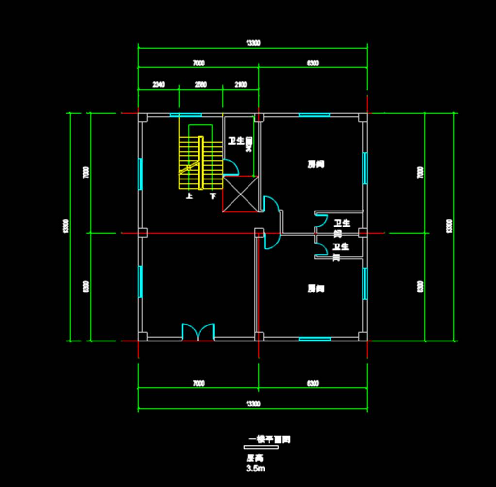建筑设计CAD建筑平面设计图之一楼平面