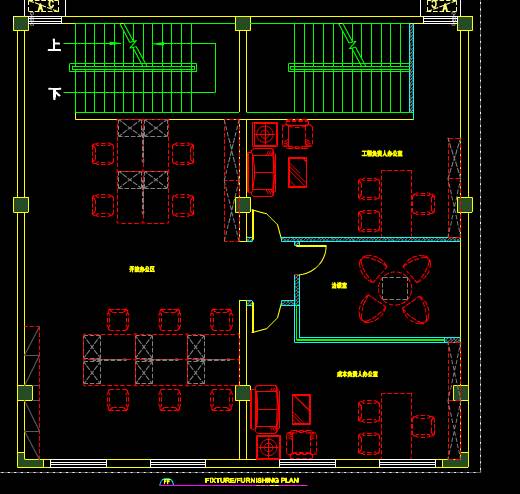 低密度三层办公室CAD施工设计图纸