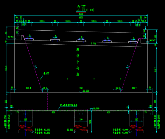 桥梁设计CAD图纸-水库中桥桥台一般构造图