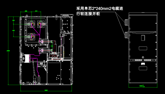 CAD电工制图-24KV正视图及侧视图