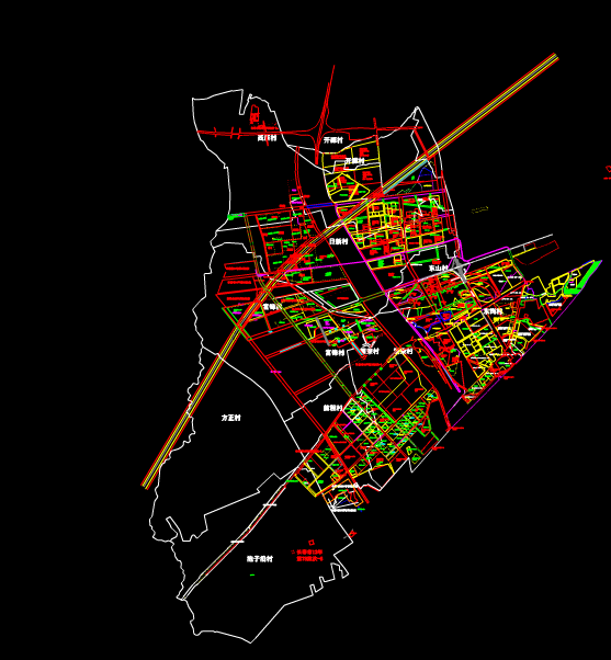 整体征地路网的CAD地形规划图