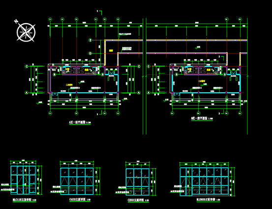二次候考室的CAD办公建筑设计图