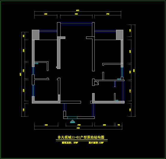 CAD建筑设计图之户型原始结构图