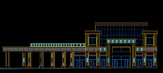 正立面娱乐餐饮建筑CAD设计图纸