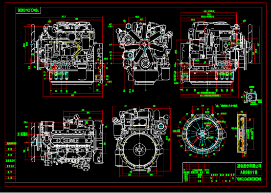 发动机外形机械设计CAD图纸